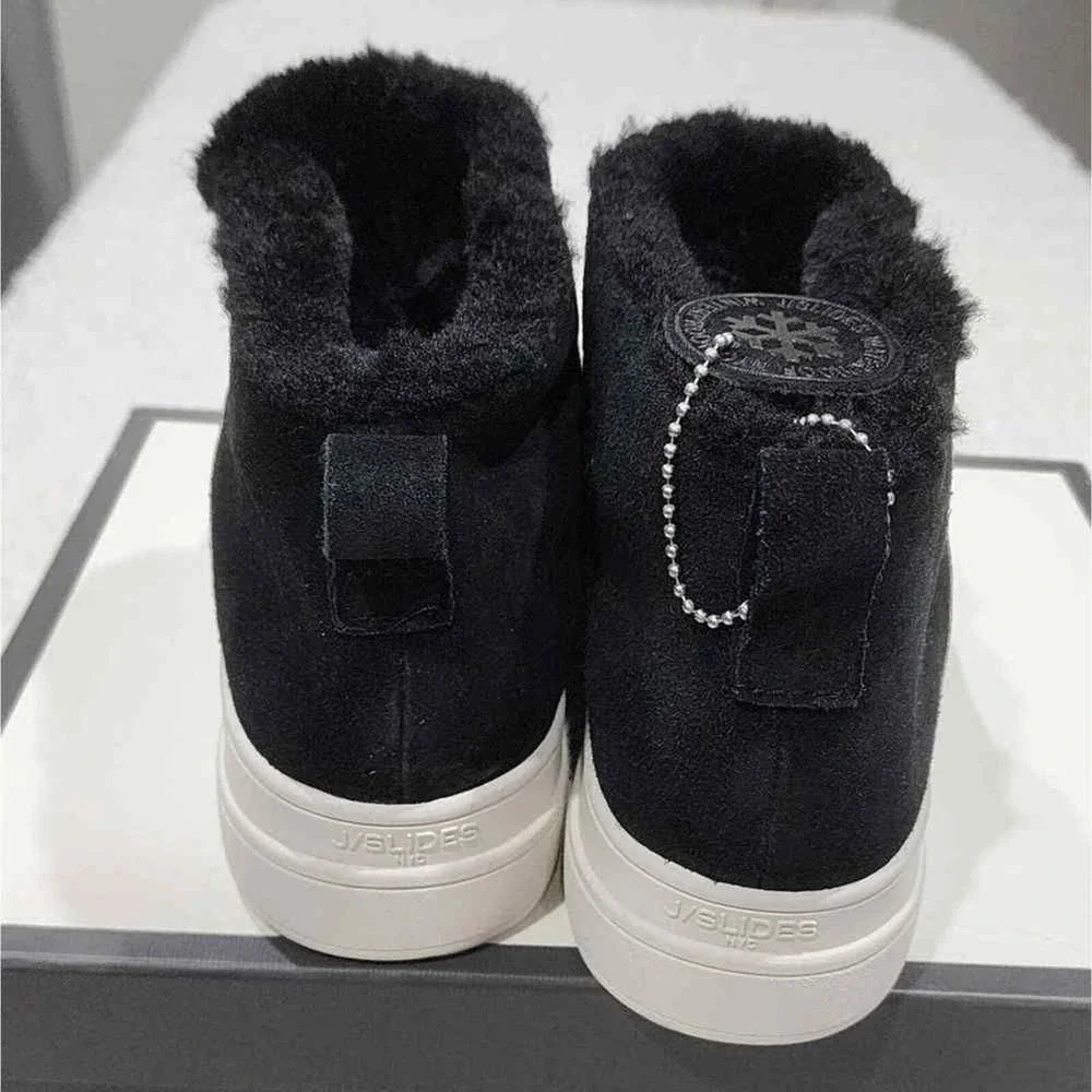 J/Slides black suede‎ and fur ankle boots size 10 new!!
